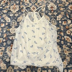 Thea Top in White & Blue